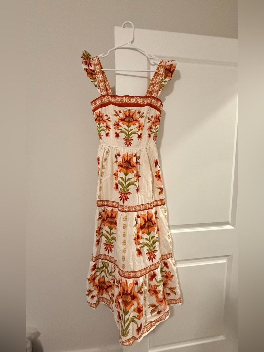 Flying Tomato Cream Maxi Dress with Rust Floral Print - Picture 9 of 16